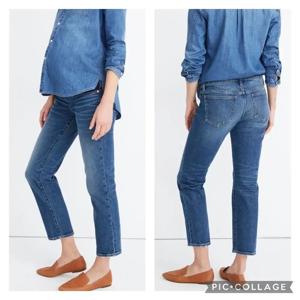 Madewell Maternity Side Panel Classic Crop Straight Jeans Size 28